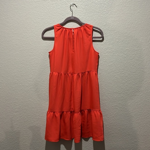 LOFT Women’s Orange Tiered Swing Dress Crew Neck Sleeveless Size XS Cruise Wear - Picture 8 of 9